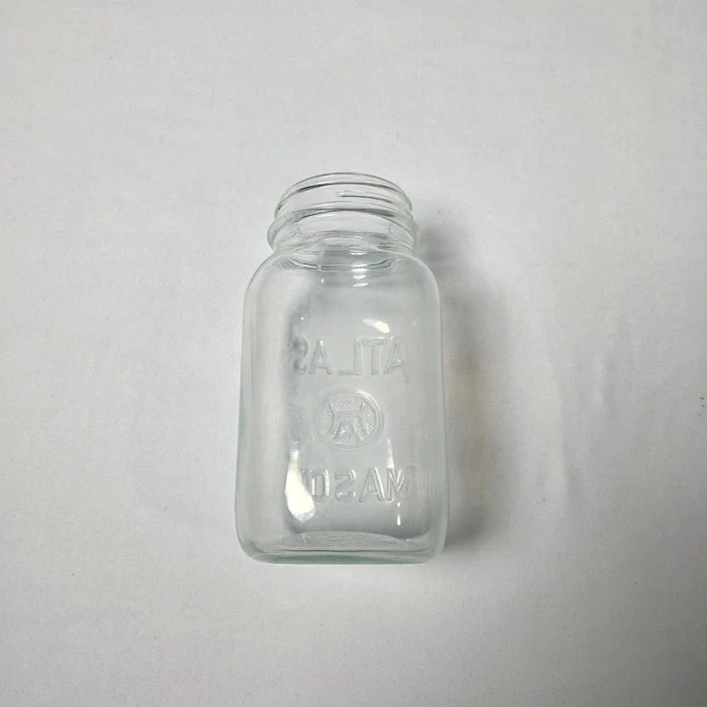 Atlas Mason Quart‎ Jar Square Shoulder Vintage Hazel Atlas Logo V K 2-111 1950's